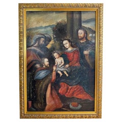 Dipinto della Scuola di Cuzco del XIX secolo raffigurante la Madonna col Bambino e i Tre Re Magi