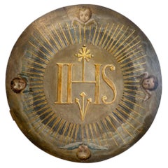 Late 18th Century Gilt And Polychrome Painted Altar Medallion / Plaque