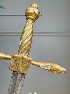 Pugnale / Spada del XVIII secolo in legno intagliato e dorato
