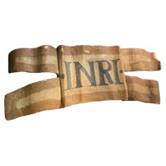 19th Century Hand Carved Wooden INRI Religious Sign