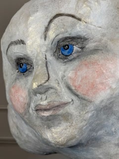 Large Decorative Folk Art Papier Mache Cloud With Face
