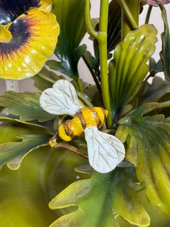 Salvadori Pansy Flowers and Leaves Table Lamp Italy 1960s