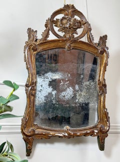 18th Century French Giltwood Wall Mirror with Gold and Green Details