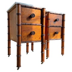 Exceptional Museum Grade Pair Of Howard & Sons Faux Bamboo Bedside Nightstands