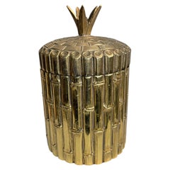 Mauro Manetti Gold Bamboo Basket Ice Bucket Italy 1960's