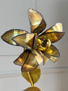Maison Jansen Handcrafted Gilt Metal Floral Table Lamp France 1970's