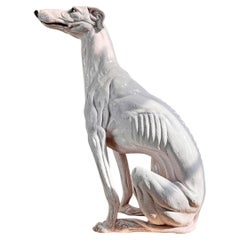 An Impeccable 1950'S Italian Life Size Glazed Terracotta Greyhound Statue