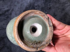 16th Century Ming Dynasty Chinese Longquan Celadon Underglaze Peony Vase