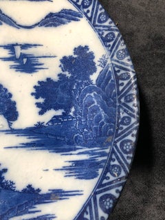 19th Century Large Japanese Meiji Period Blue and White Porcelain Charger