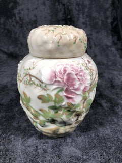 Late 19th Century Japanese floral blossom lidded ginger jar