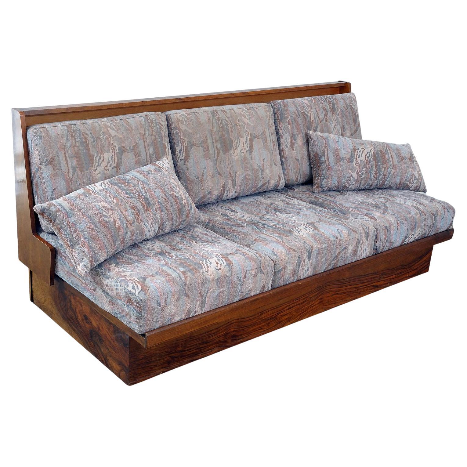 Midcentury Folding Sofa in walnut, 1950s, Czechoslovakia For Sale