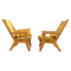 Vintage Scandinavian style pine wood armchairs, 1970´s, set of 2