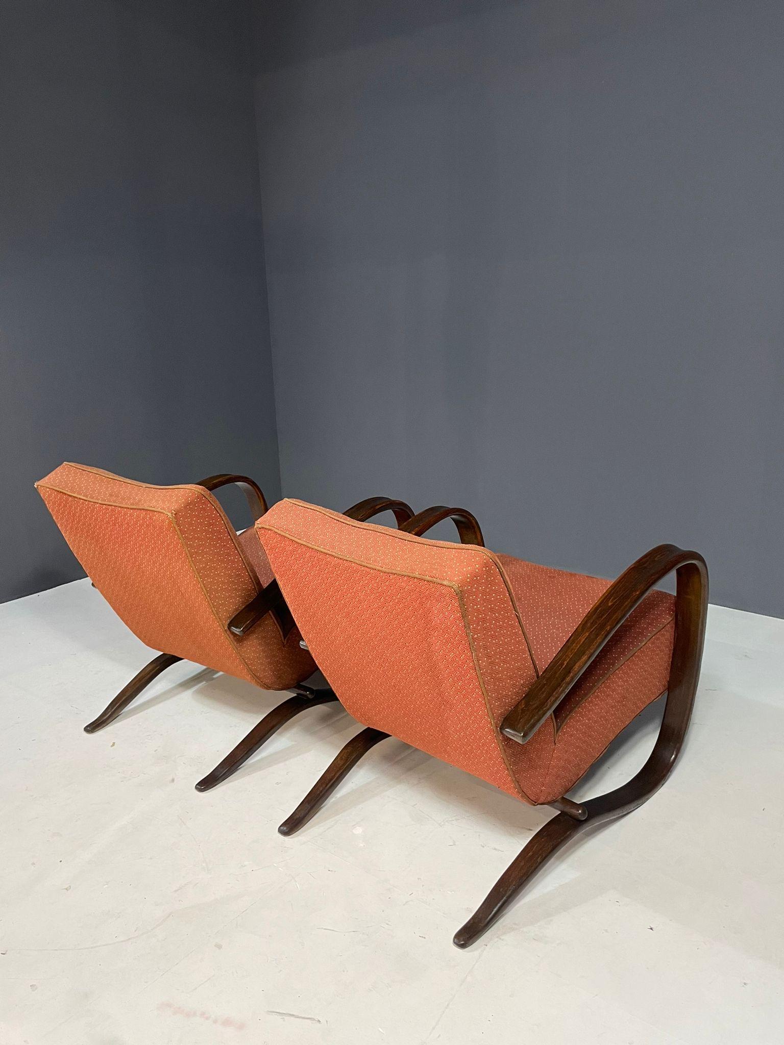 Art déco Paire de chaises longues H269 par Jindřich Halabala, Tchécoslovaquie, années 1930 en vente