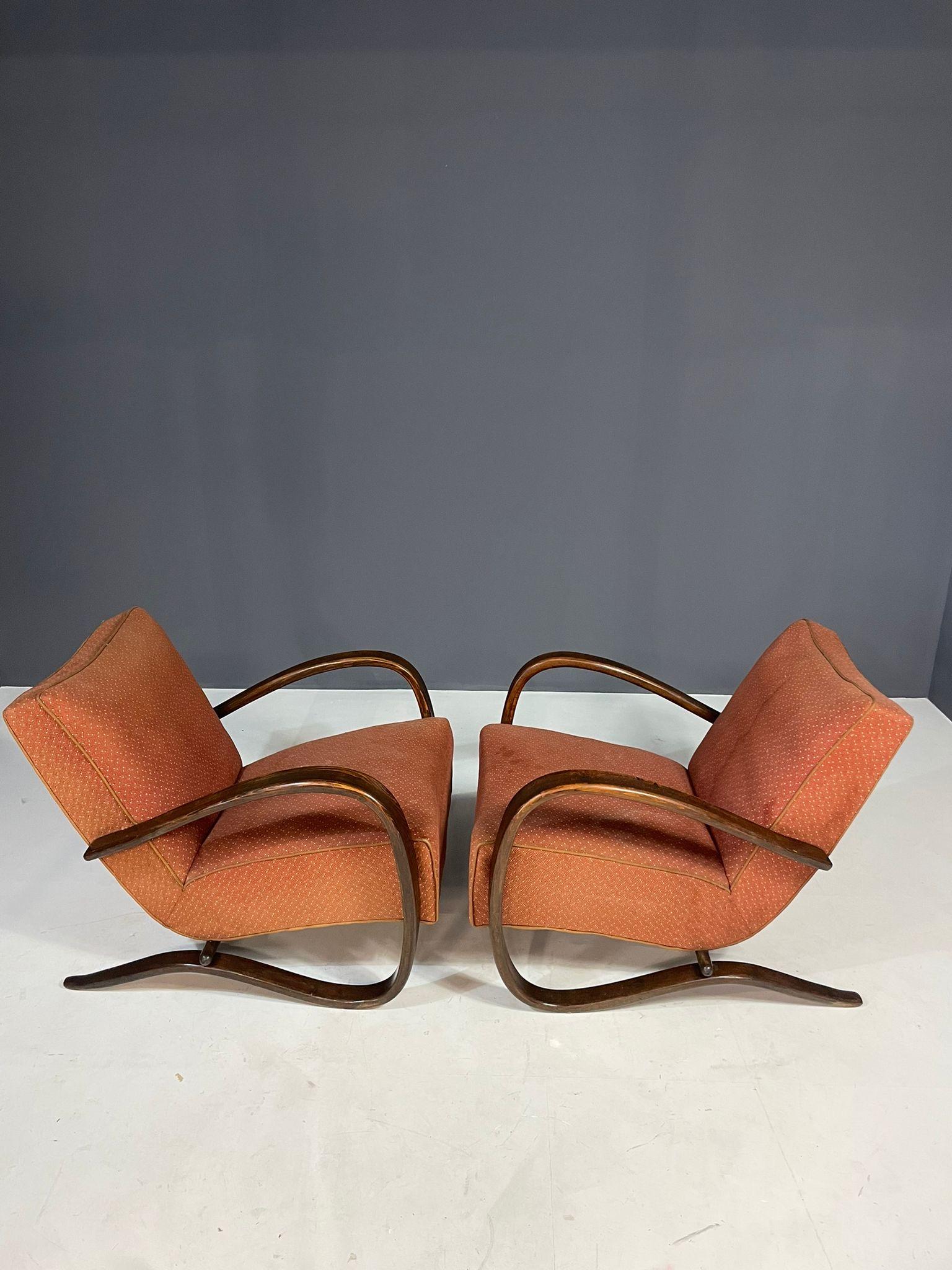 Tchèque Paire de chaises longues H269 par Jindřich Halabala, Tchécoslovaquie, années 1930 en vente