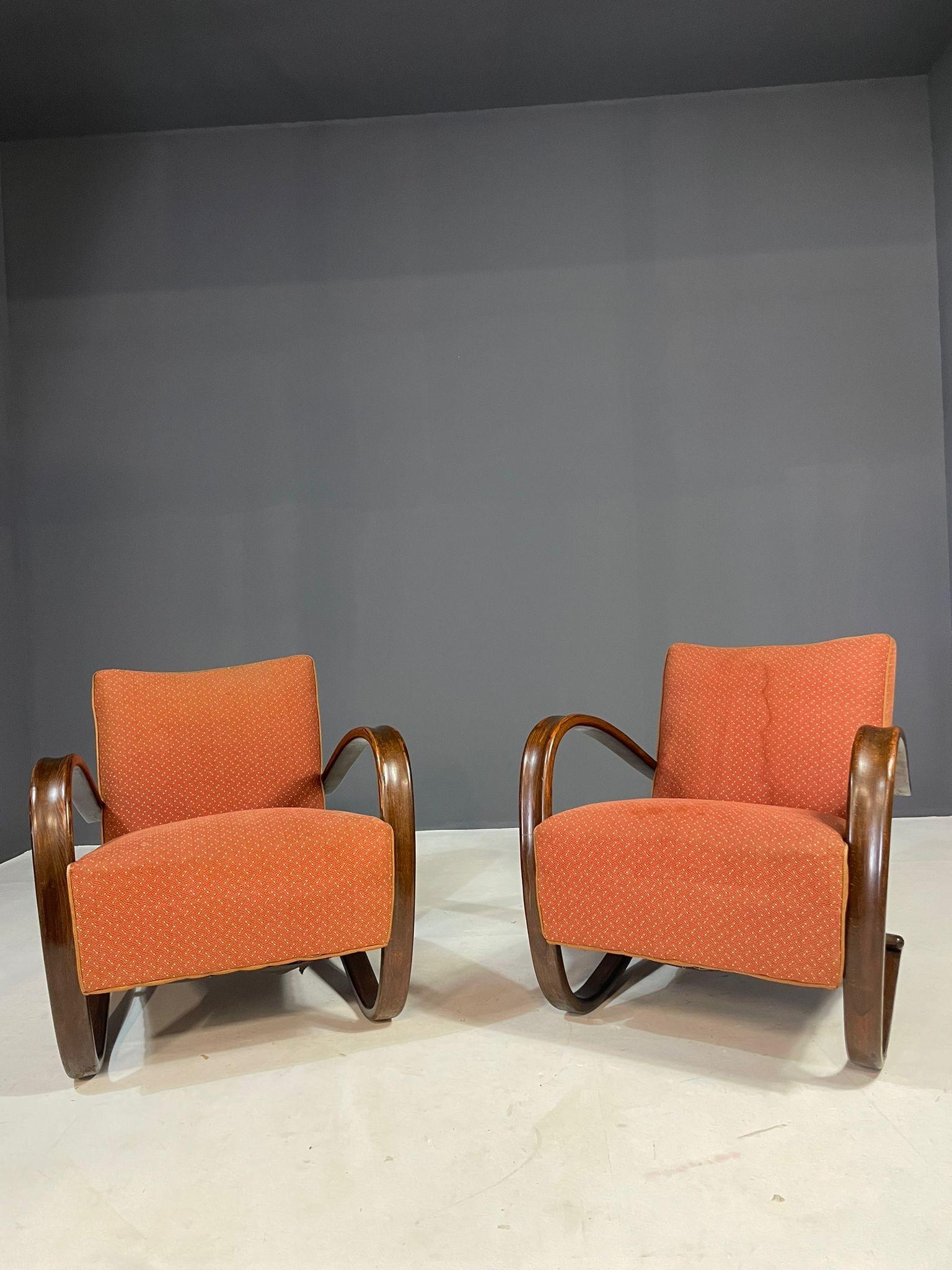 Paire de chaises longues H269 par Jindřich Halabala, Tchécoslovaquie, années 1930 en vente 2