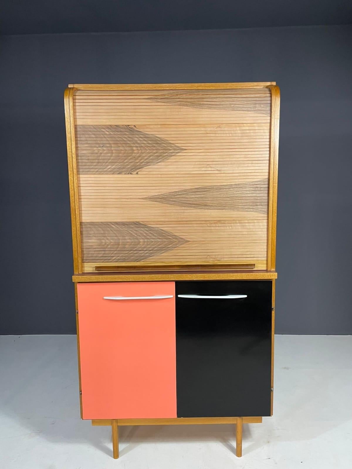 Mid-Century Sideboard by Interiér Praha with Tambour Top, 1960s Czechoslovakia For Sale