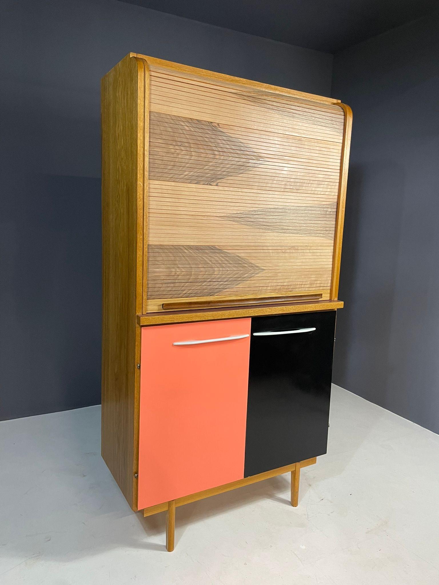 Mid-Century Sideboard by Interiér Praha with Tambour Top, 1960s Czechoslovakia For Sale 4