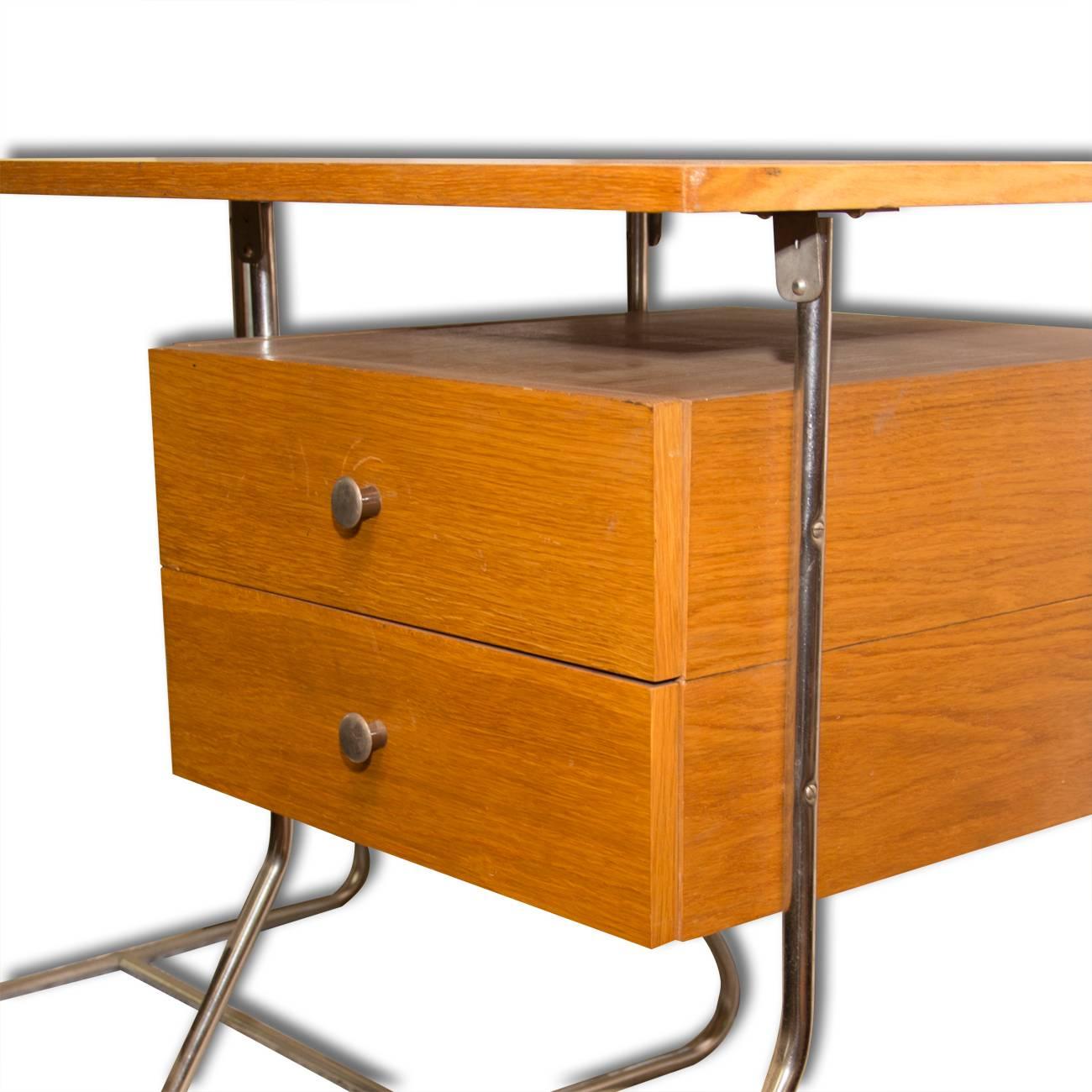 Functionalist Czech Chrome Plated Writing Desk by Kovona, 1950s 2