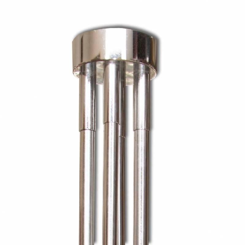 - Italian Mazzega pendant/chandelier from the 1960s
- Features a chromium-plated structure
- Four shades in the shape of flowers
- 