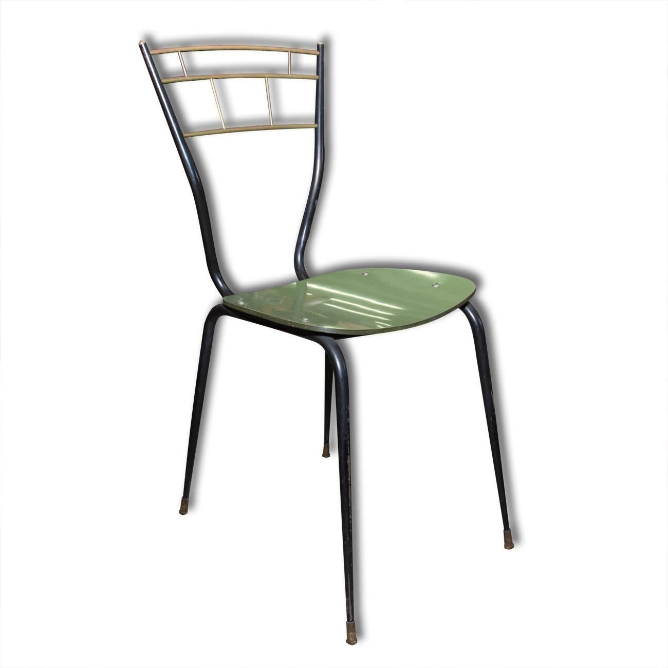 Italian Midcentury Dining Chairs with Laminate Seats, Set of Four  In Good Condition In Prague 8, CZ