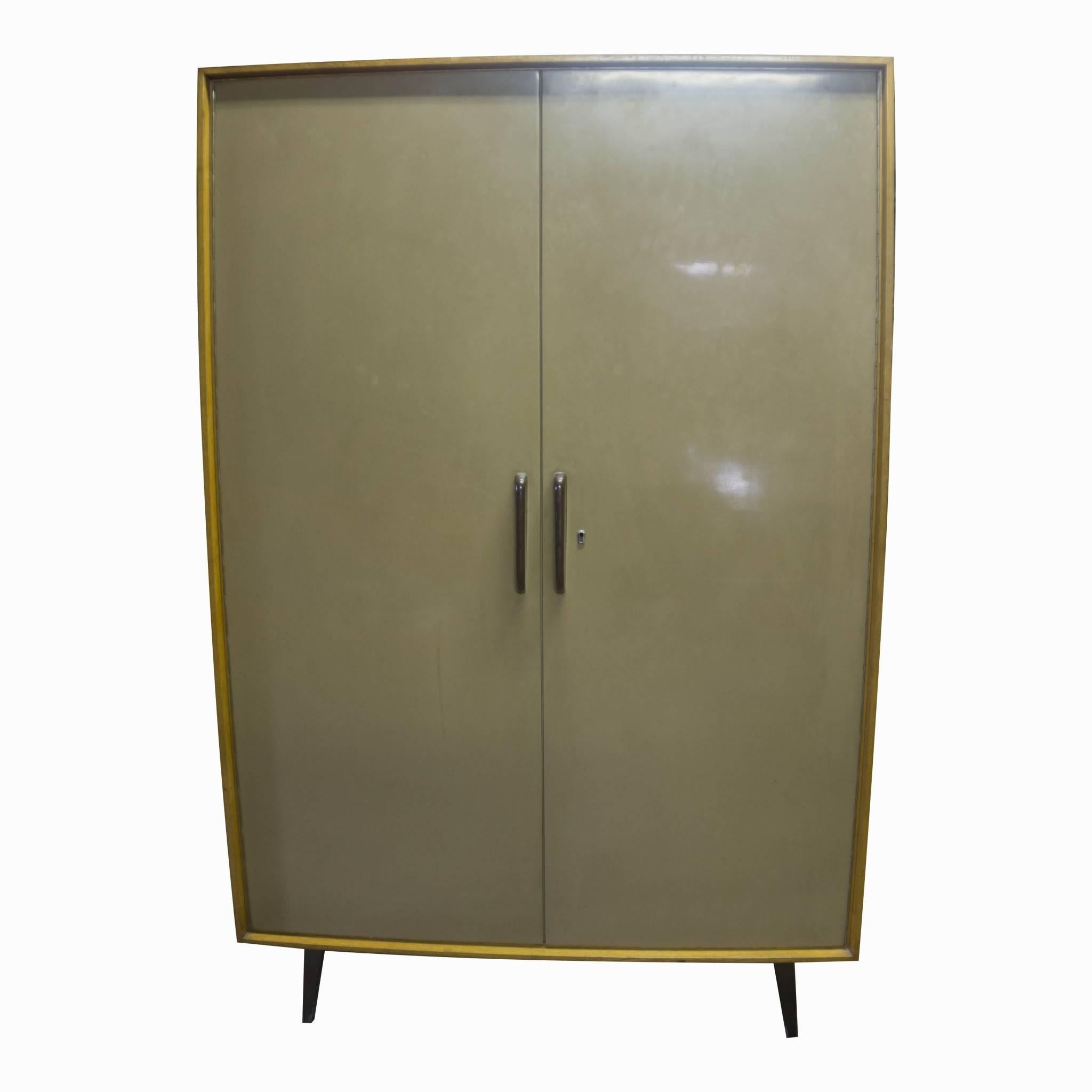This set of three free standing cabinets was designed in 1960 and made in 1961 for a Czech exhibition that was associated with the EXPO 58 in Brussels.
Measurements for the three cabinets: cabinet No.1 : 114 x 175 x 47 cm (LxHxD) cabinet No.2 : 114
