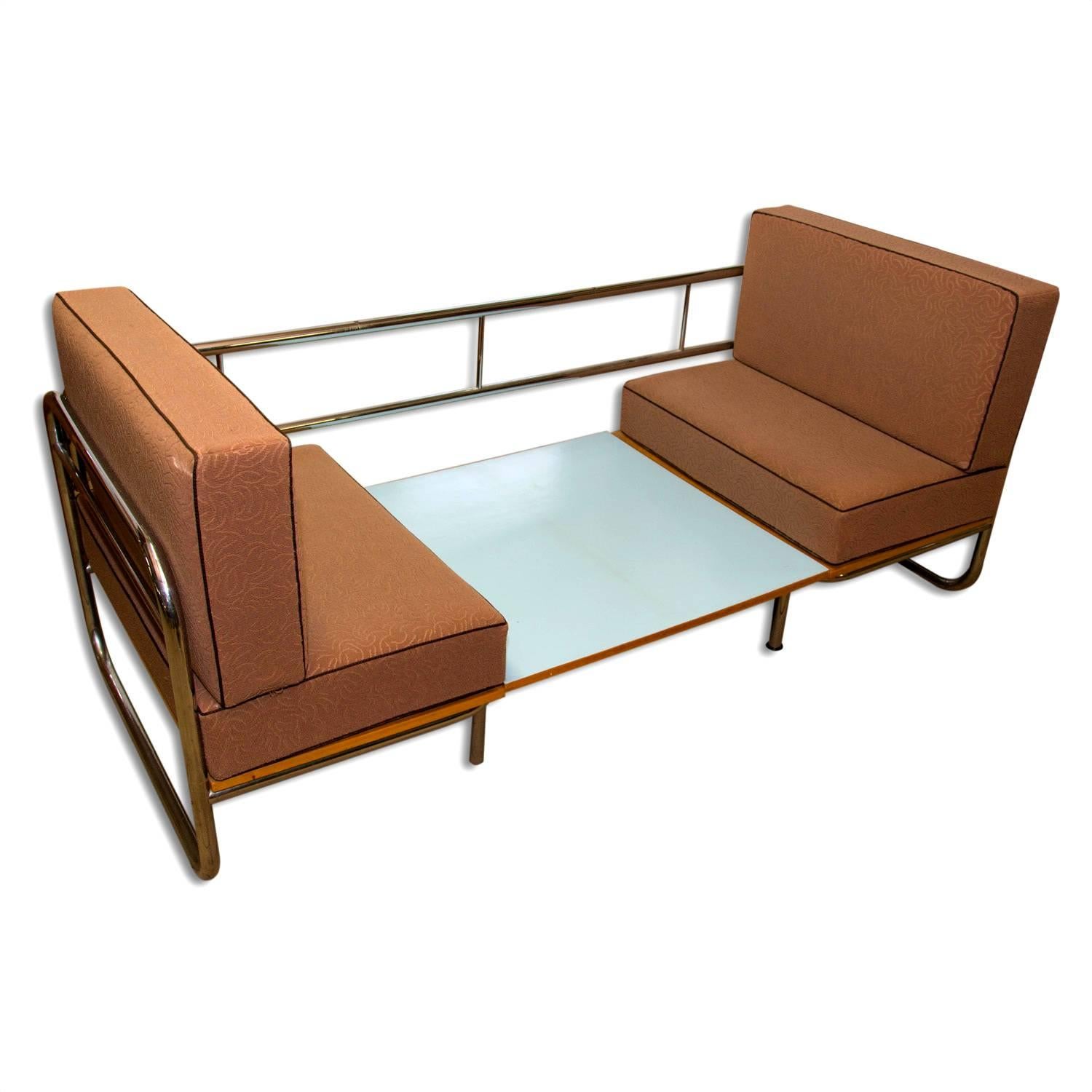 Bauhaus Exceptional Functionalist Multipurpose Seating Set-Sofa Bed, 1950s