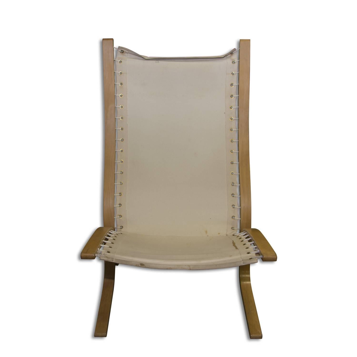 Norwegian Midcentury Siesta Lounge Leather Chair and Ottoman by Ingmar Relling, Westnofa
