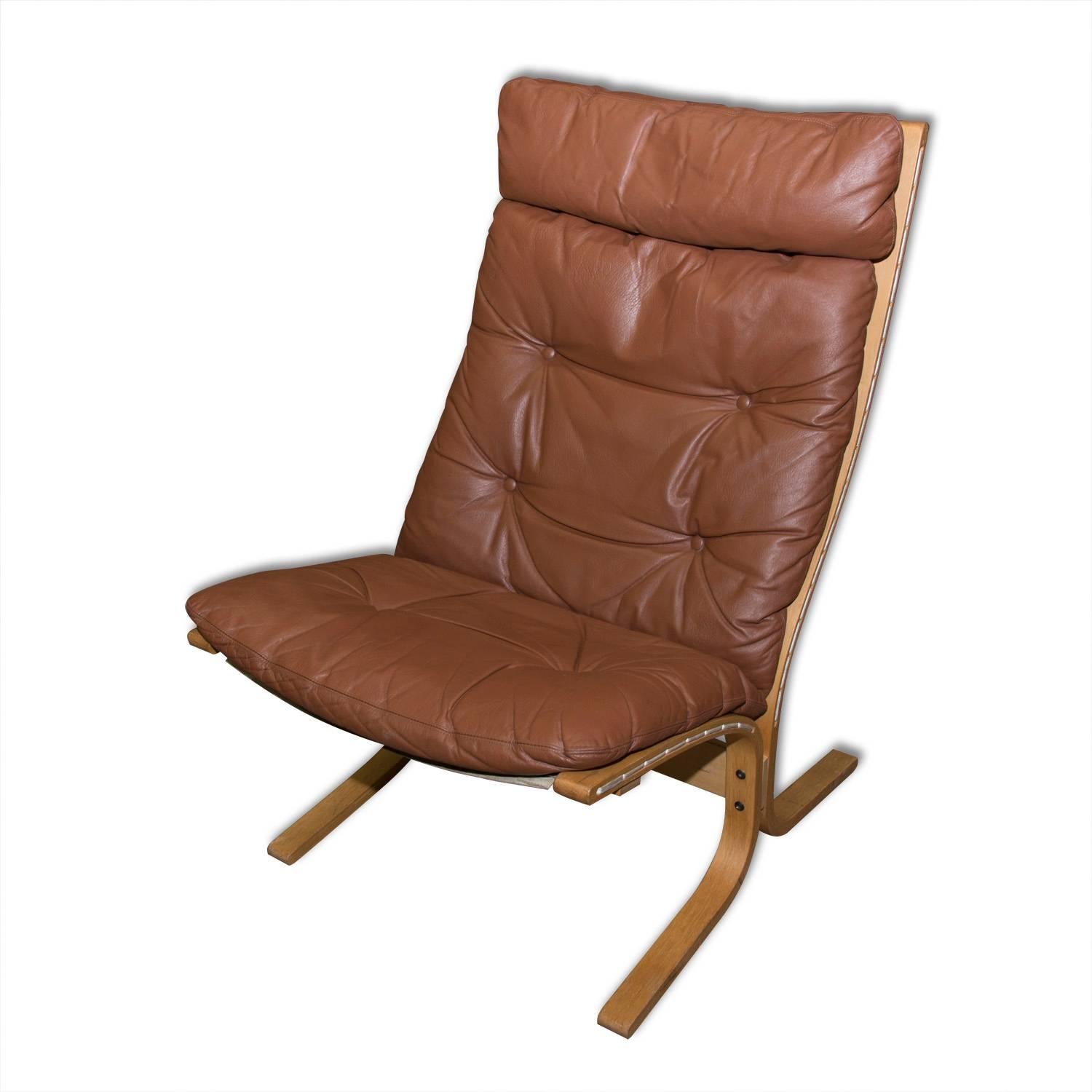 Midcentury Siesta Lounge Leather Chair and Ottoman by Ingmar Relling, Westnofa 2