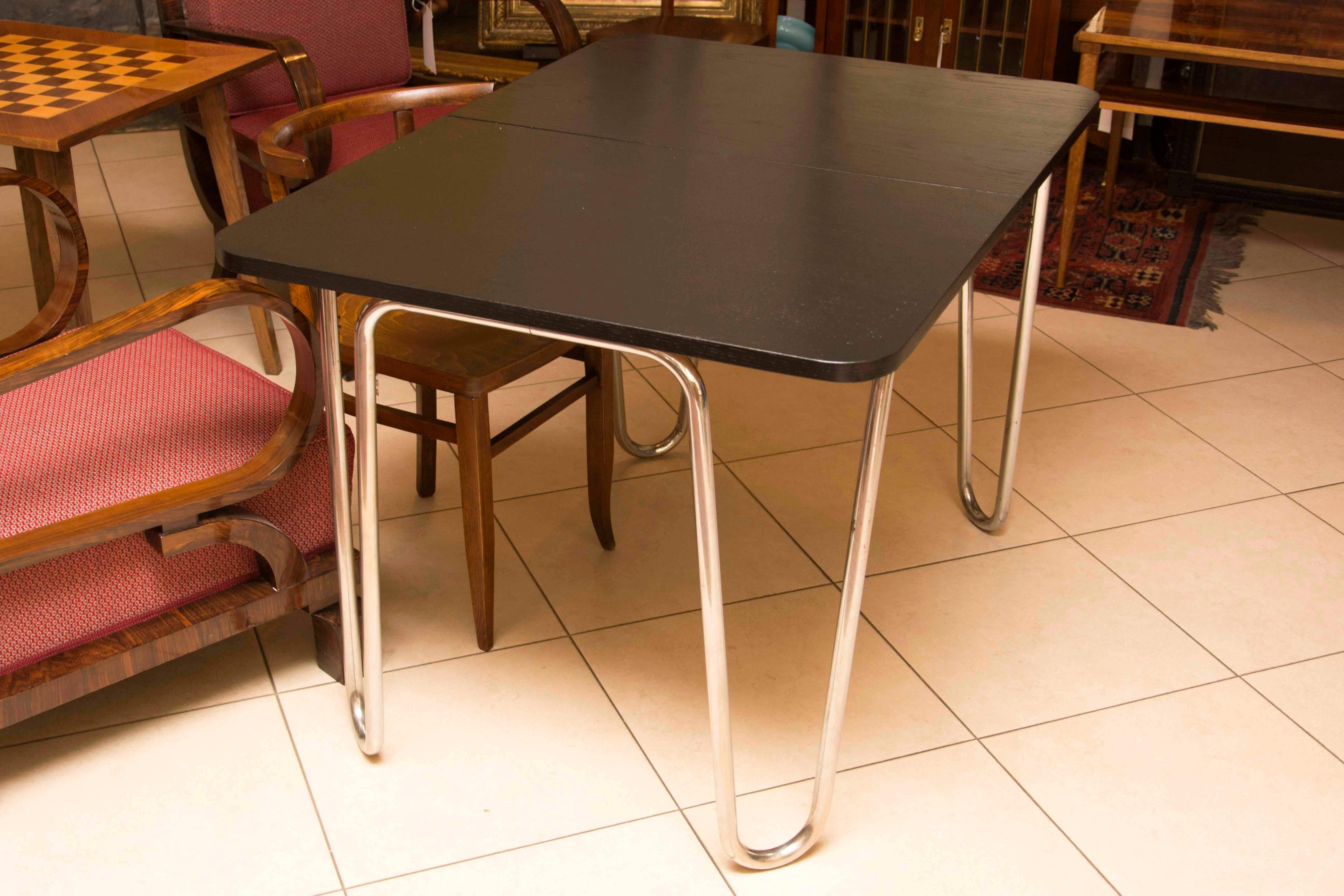 Czech Bauhaus Folding Dining Table in oak by Robert Slezak, 1930s, Bohemia