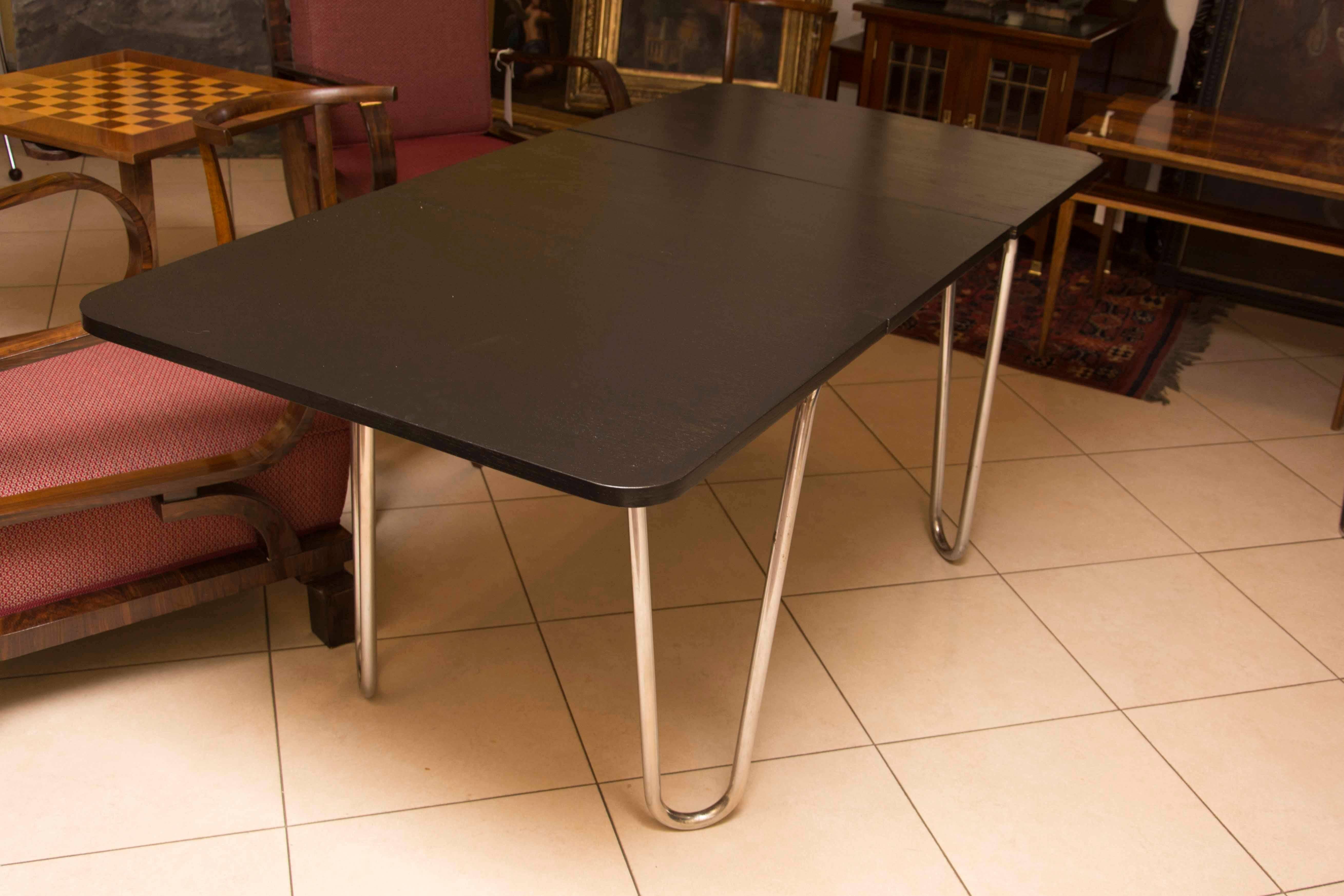 Bauhaus Folding Dining Table in oak by Robert Slezak, 1930s, Bohemia 3