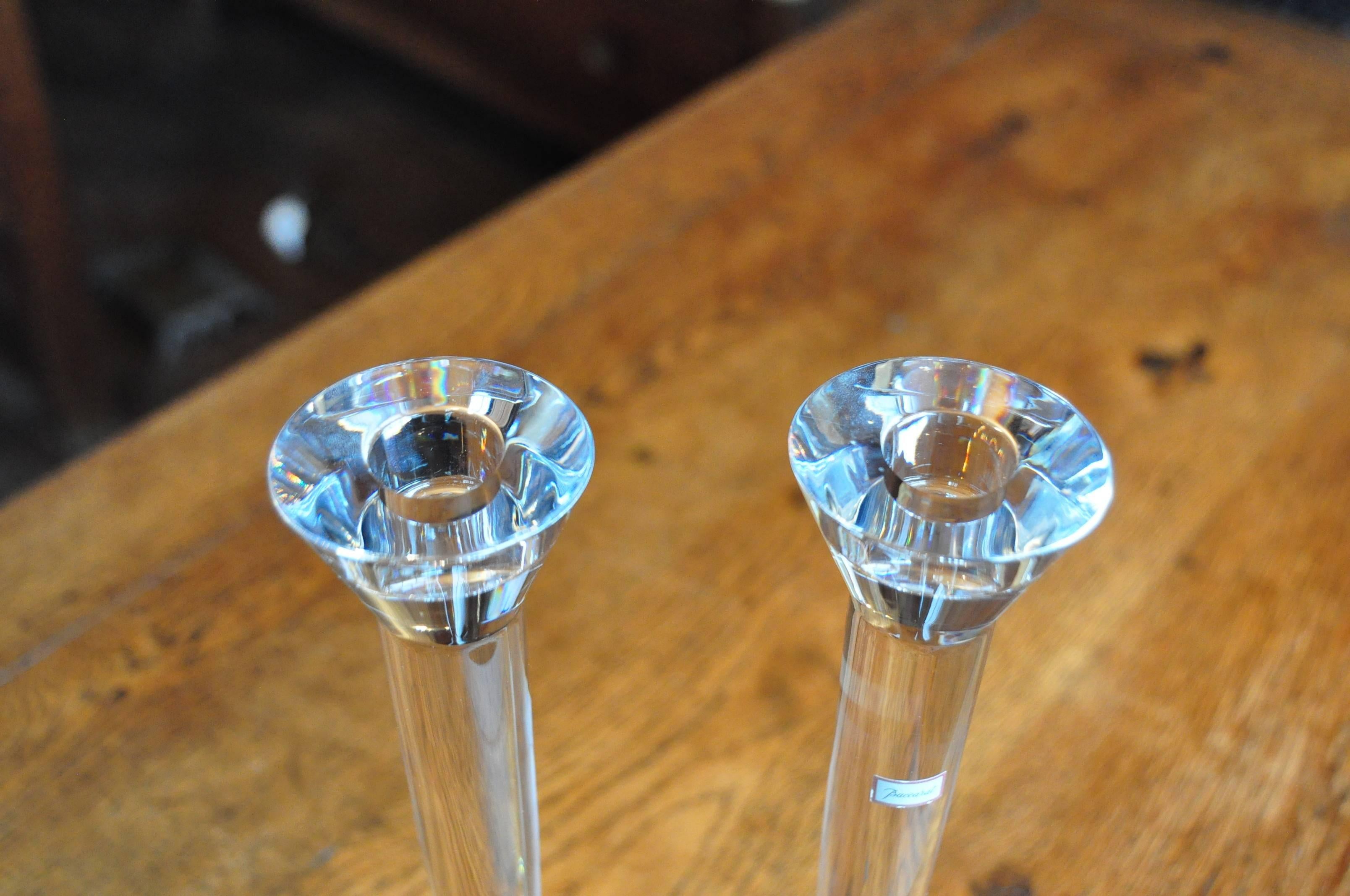 20th Century Baccarat Crystal Flambeaux Candlesticks For Sale 1