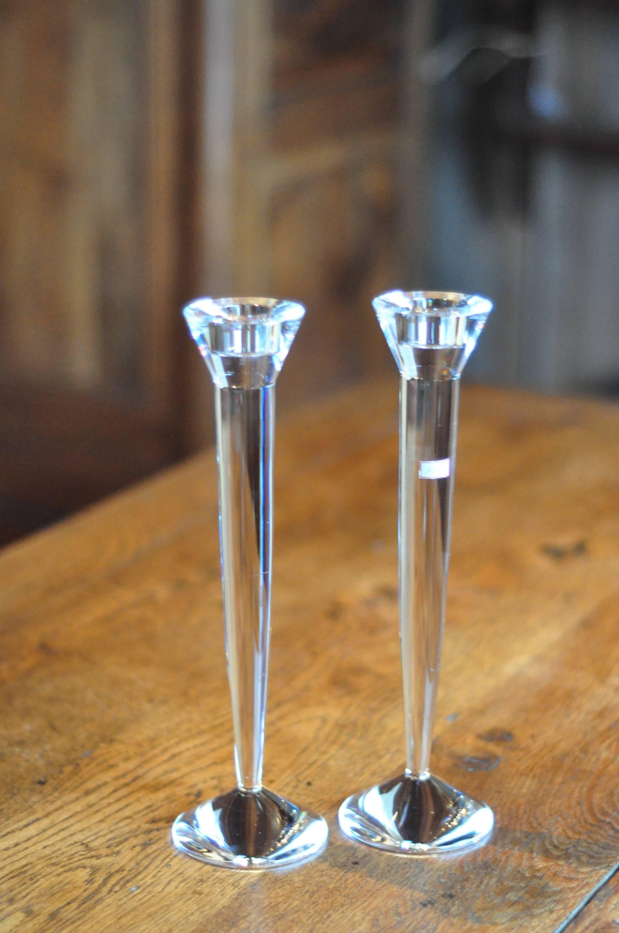 20th Century Baccarat Crystal Flambeaux Candlesticks For Sale 3