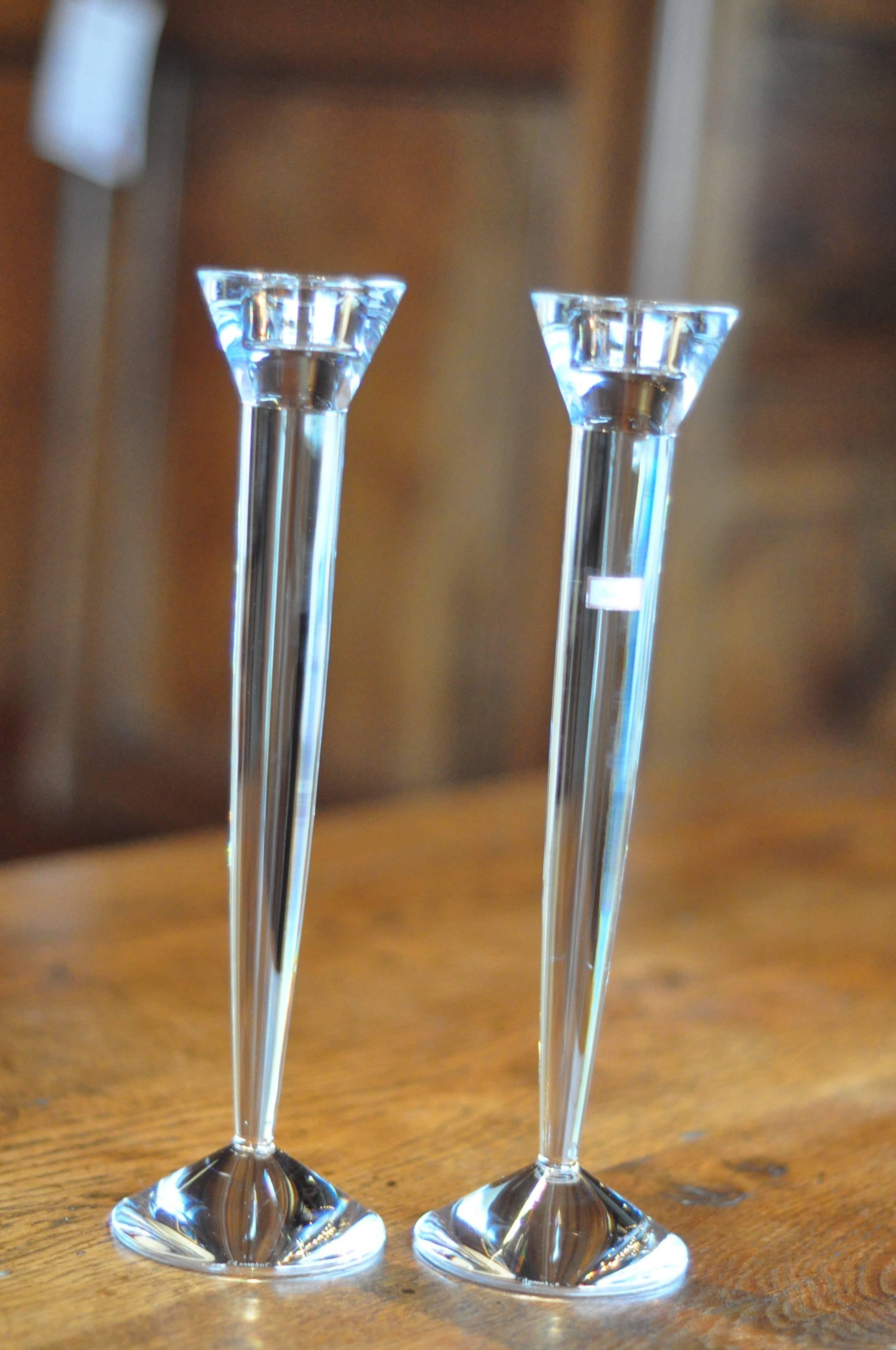 20th Century Baccarat Crystal Flambeaux Candlesticks For Sale 4