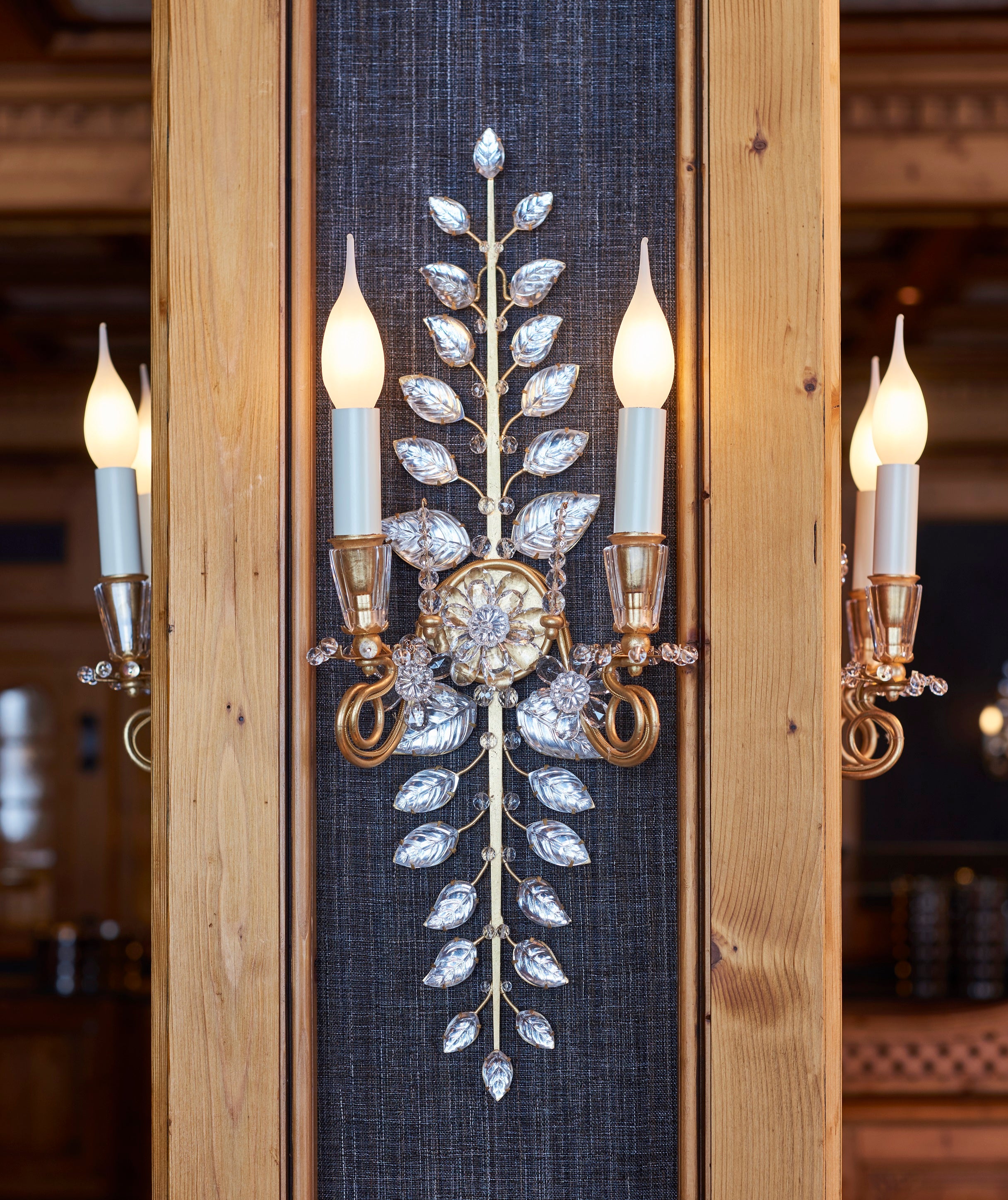 Certified Maison Bagues Sconce, Iron and Crystal 2 Lights #11170 For Sale  at 1stDibs