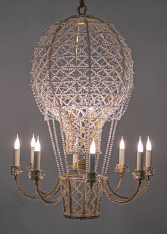 Certified Maison Bagues Chandelier, 8 Lights Iron and Crystal