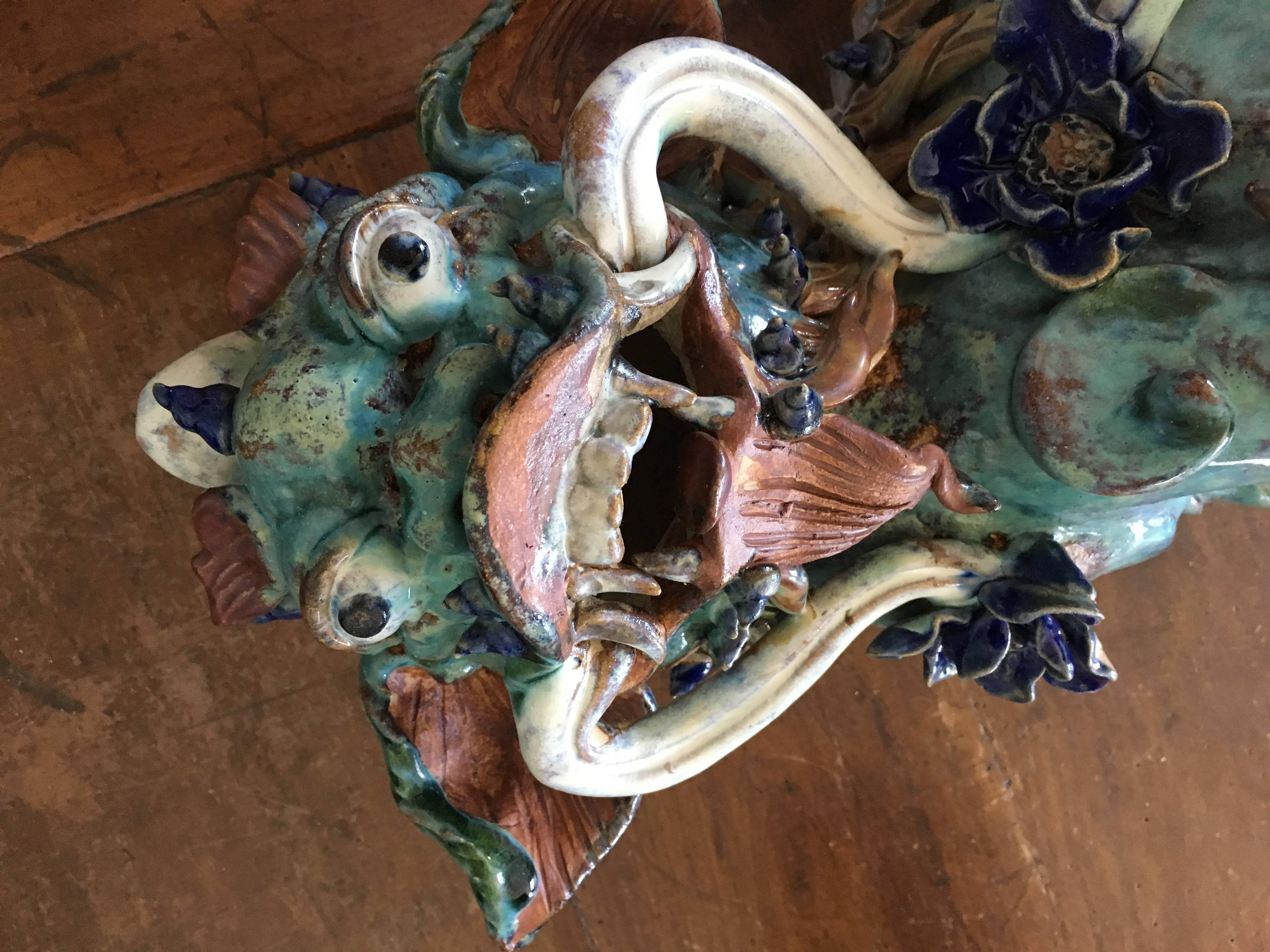 Pair of Chinese Pottery/Ceramic Foo Dogs In Excellent Condition In Sarasota, FL