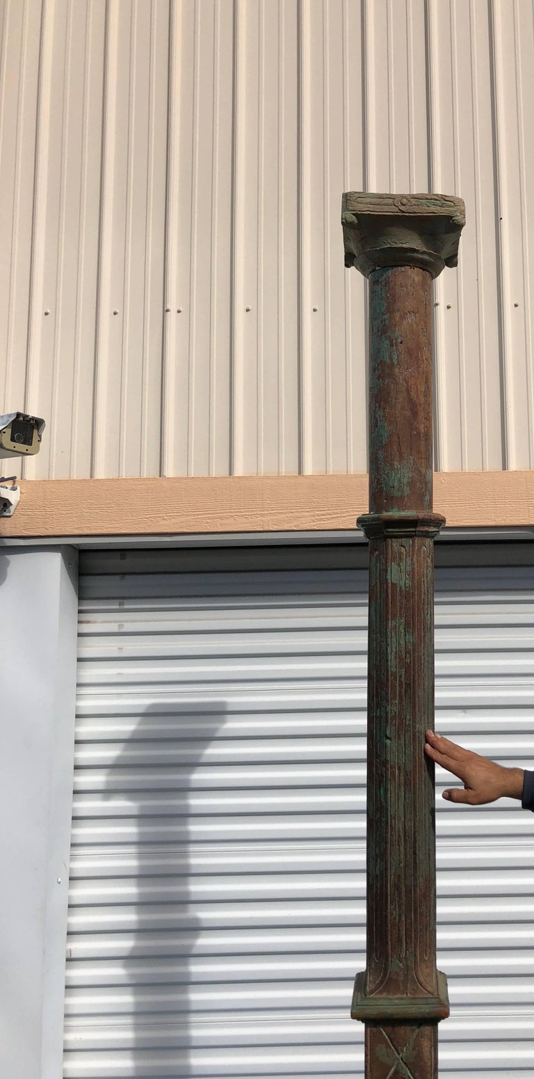 Set of Four 19th Century Teak Pillars Carved from Old Palace in Gujarat