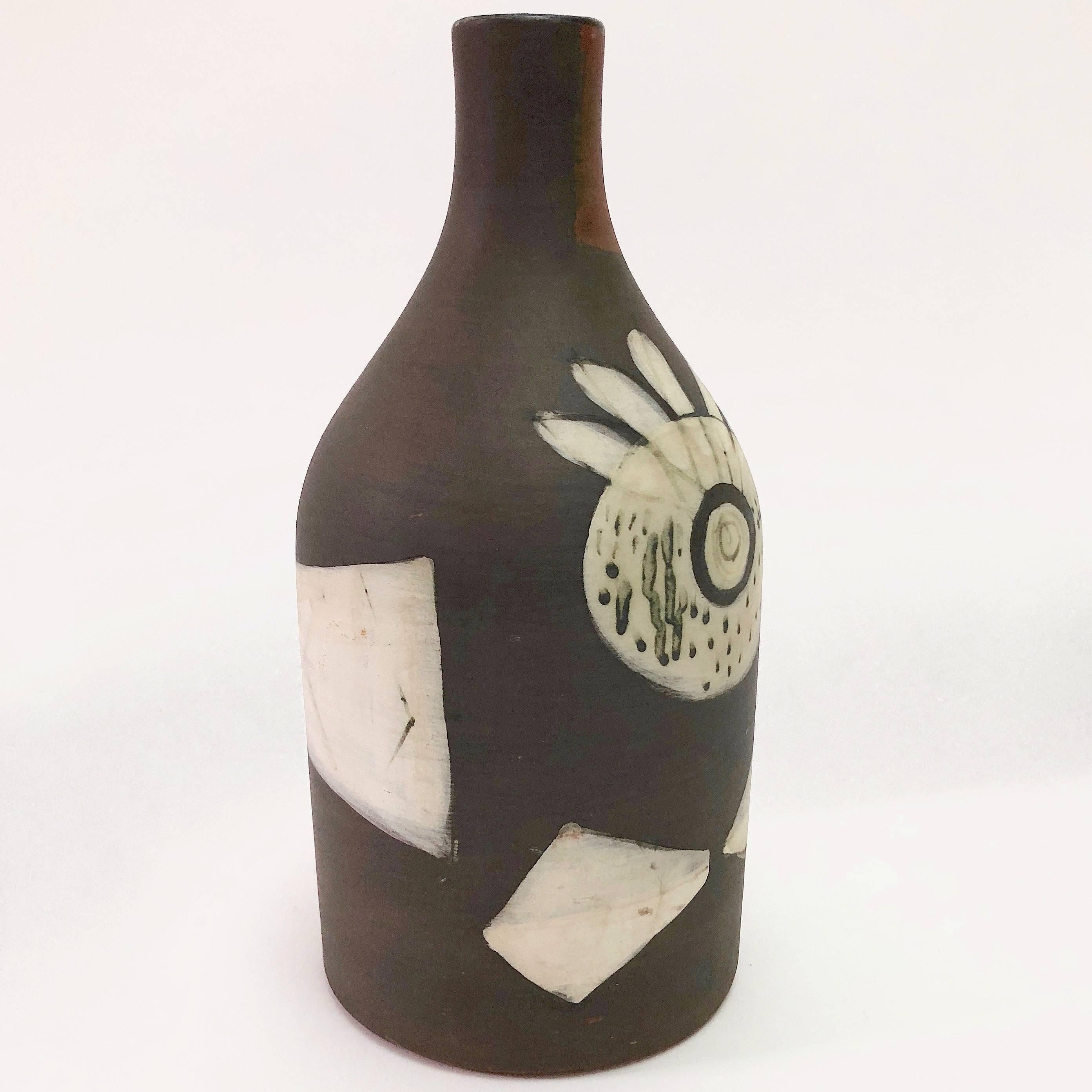 French Jacques Innocenti, Vallauris, Ceramic Bottle Vase
