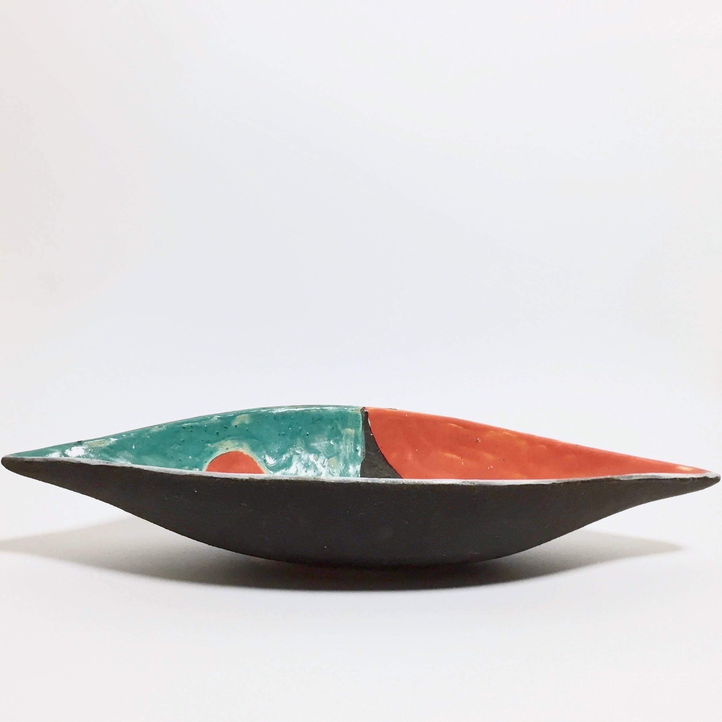 Enameled Gilbert Valentin - Mid Century Modern Ceramic Bowl For Sale