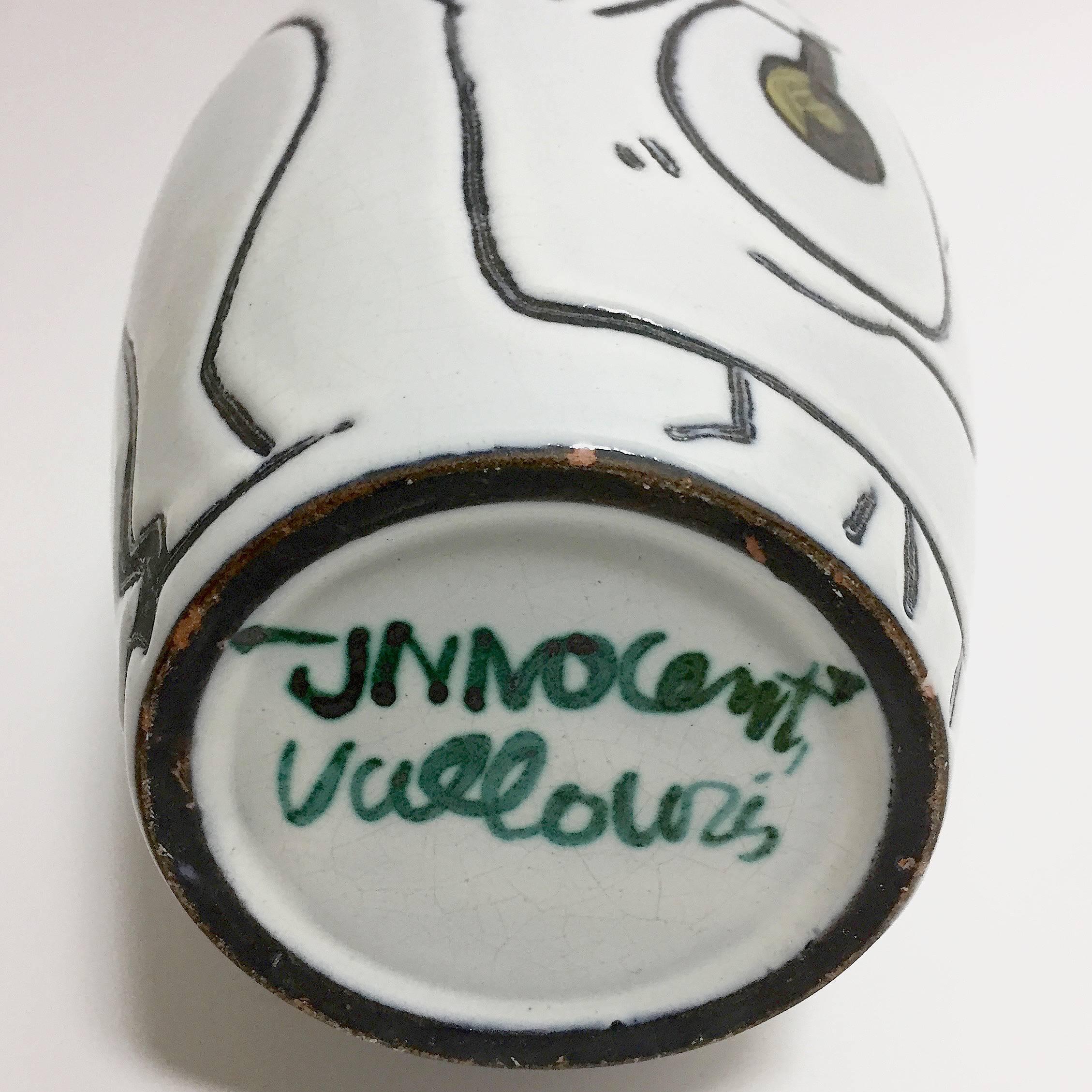 Jacques Innocenti, Black and White Ceramic Bottle Vase In Excellent Condition For Sale In NICE, FR