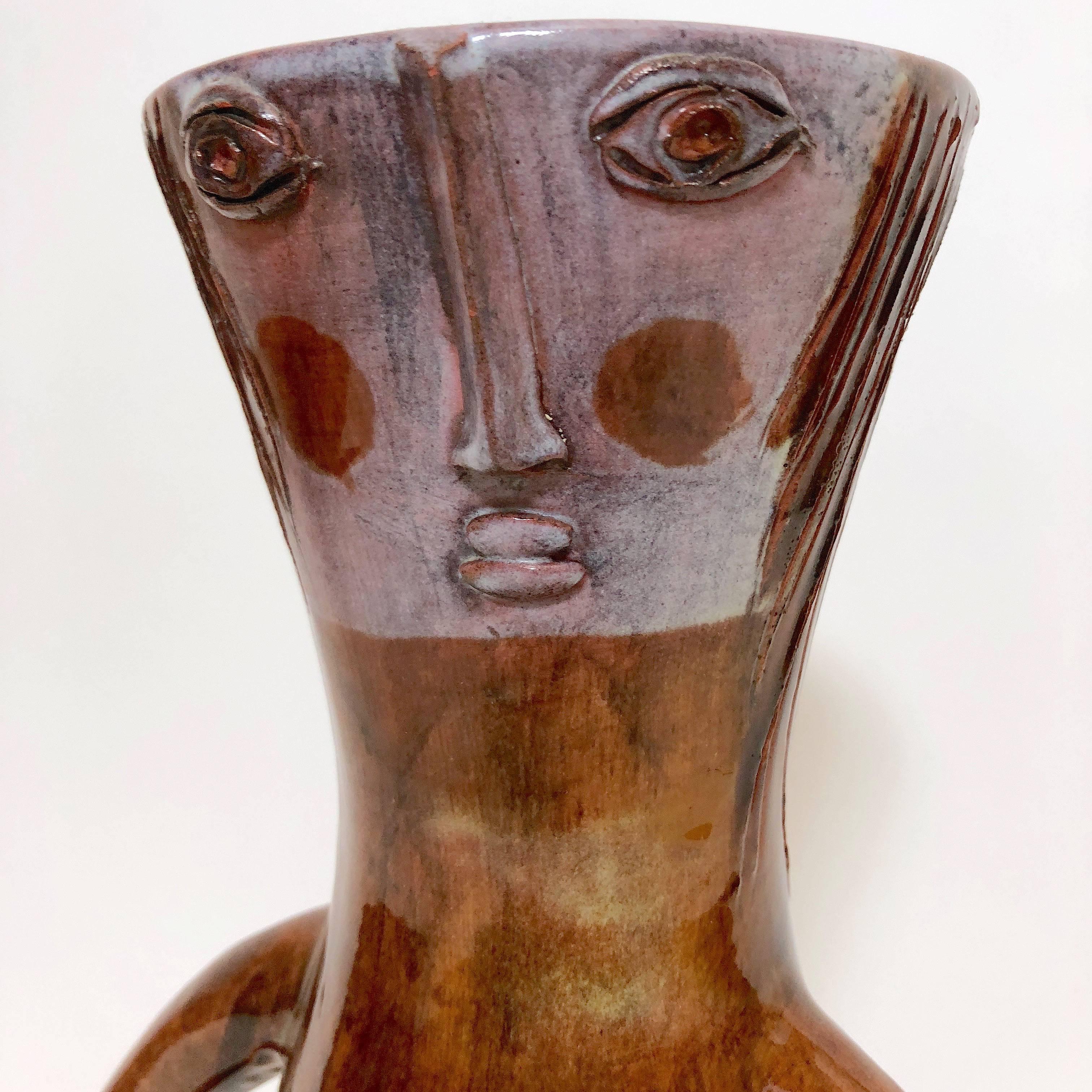 Late 20th Century Robert and Jean Cloutier - Large Figurative Ceramic Vase For Sale