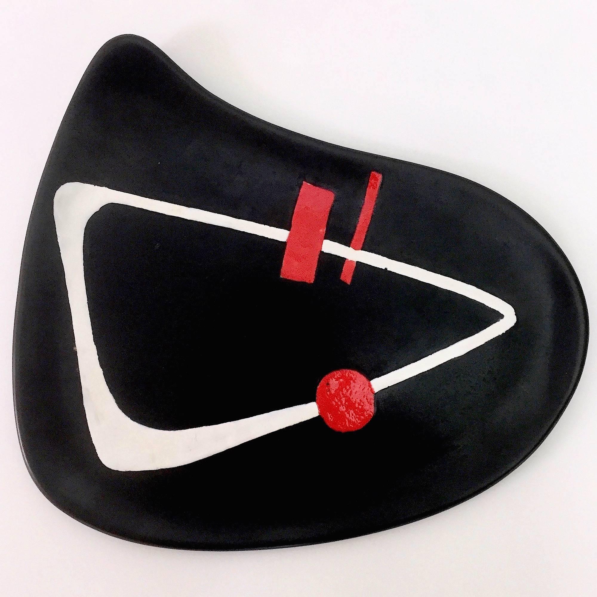 French Peter and Denise Orlando, Ceramic Dish on Metal Base
