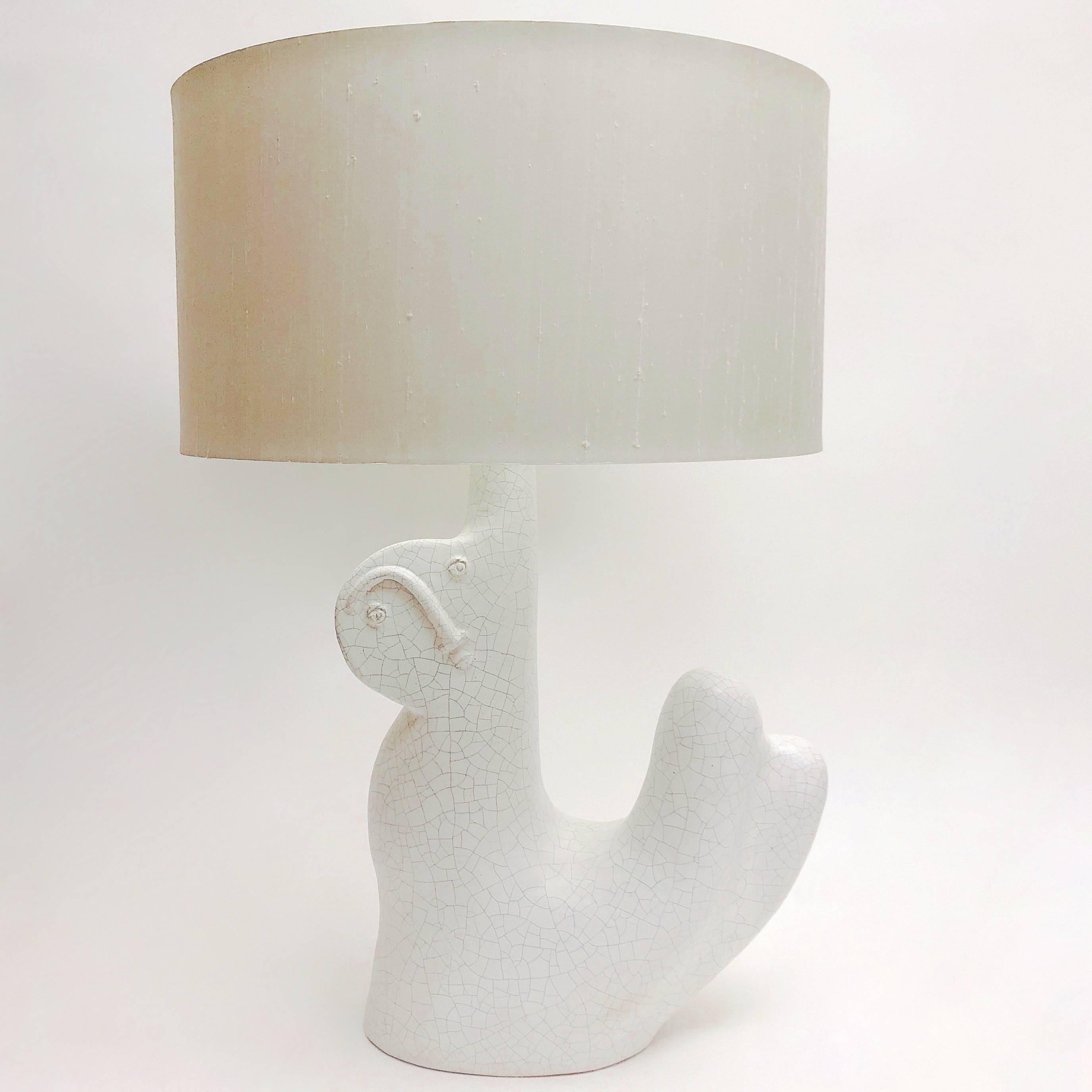 Contemporary Dalo, Large Ceramic Lamp Base Glazed in Crackle White