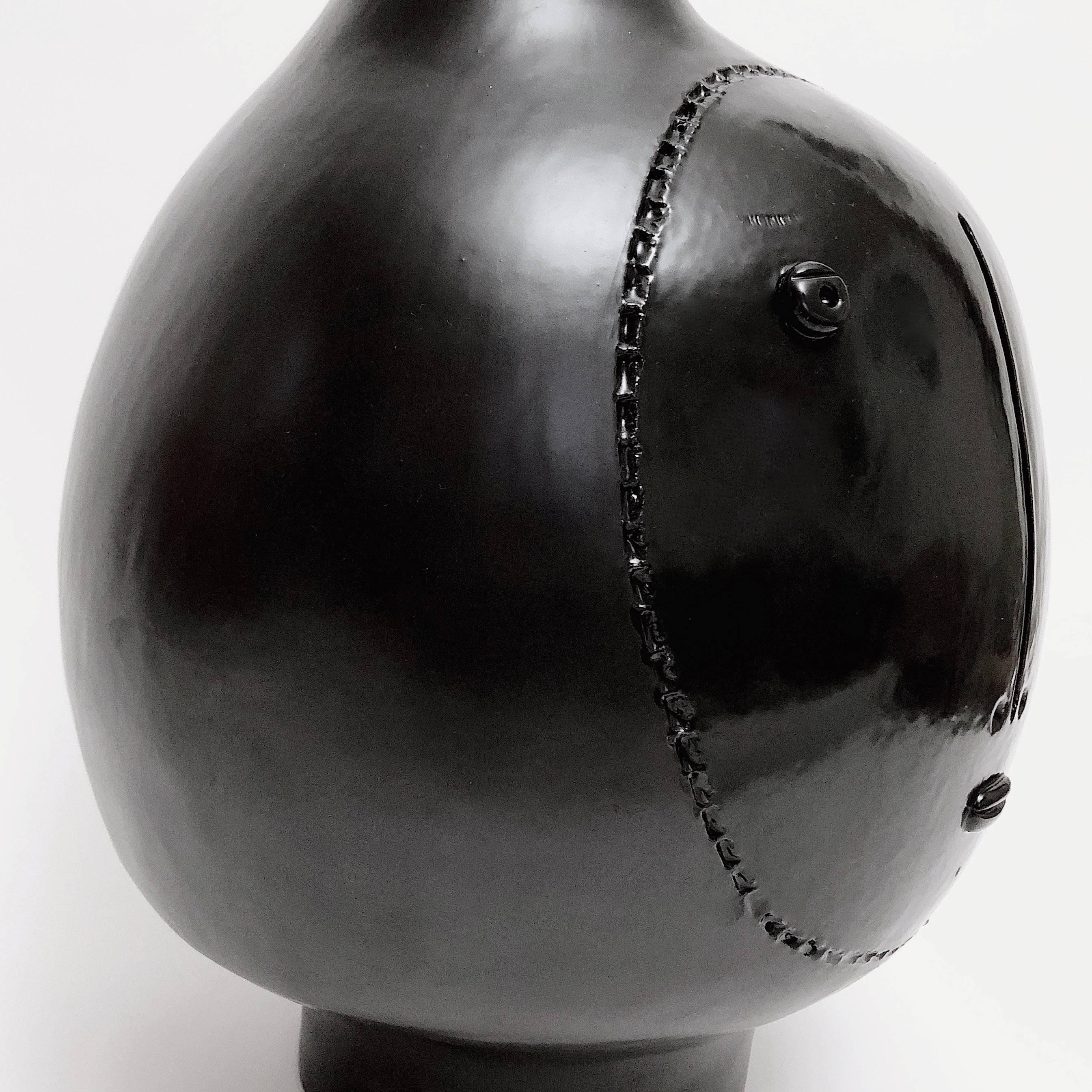 Stoneware Dalo, Large Ceramic Table Lamp Glazed in Black