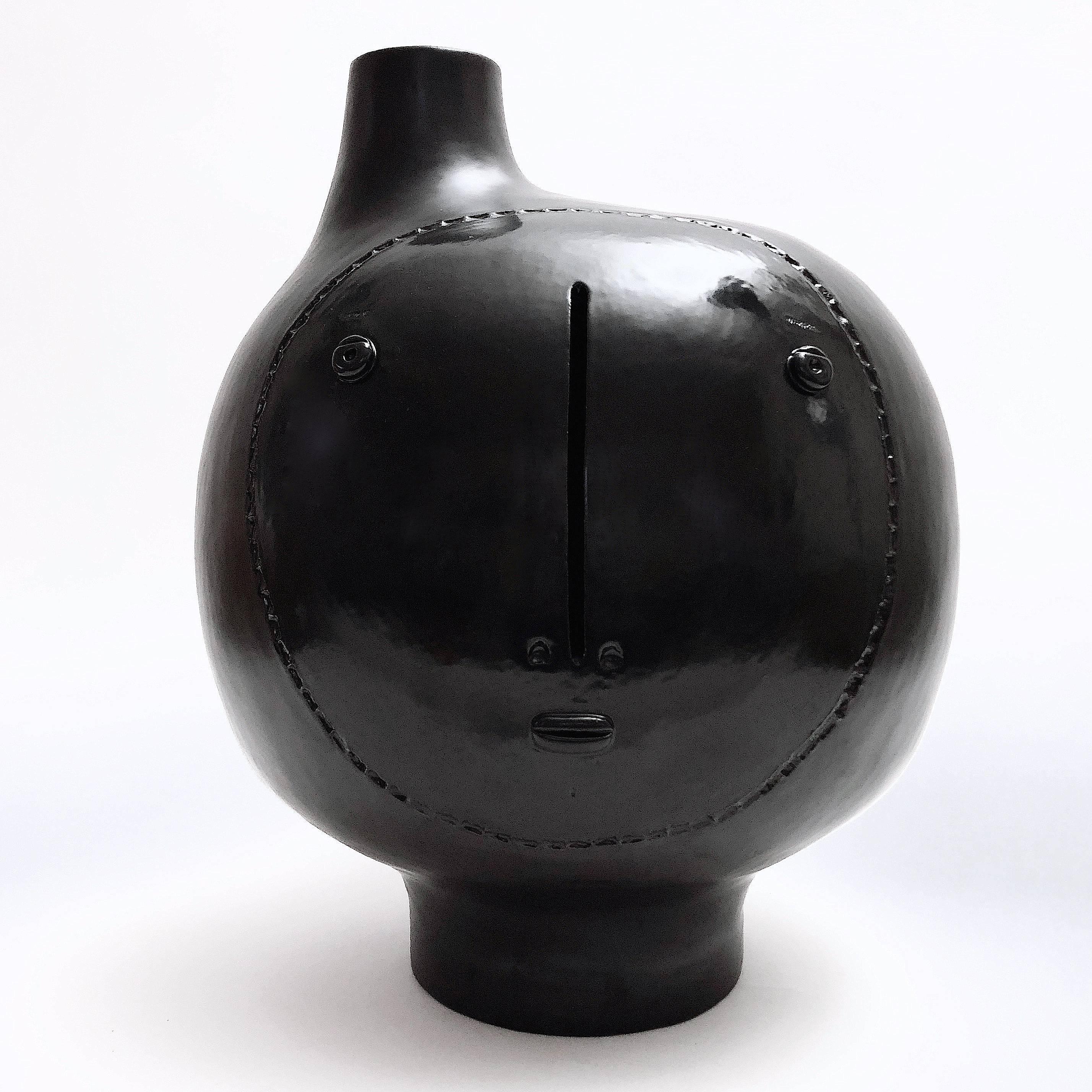 Dalo, Large Ceramic Table Lamp Glazed in Black 2