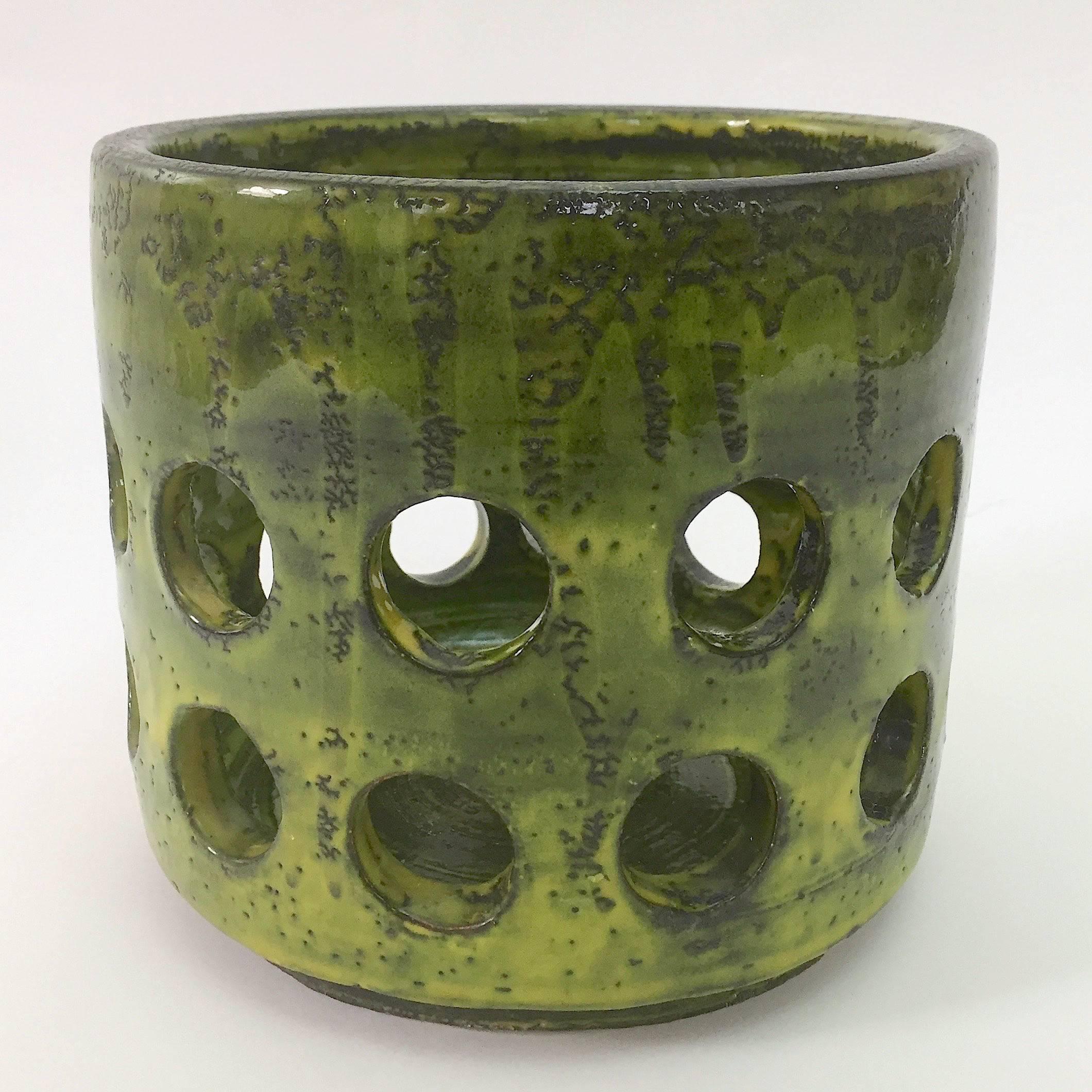 French Mado Jolain, Large Cylinder Ceramic Vase or Cachepot