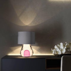 Contemporary New Born Murano Glass Table Lamp, Clear With Grey