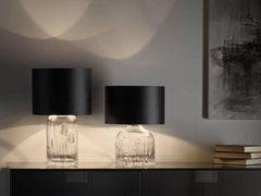 Contemporary English Crystal Tall Table Lamp With Handcrafted Glass Base