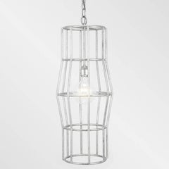 HALSTON PENDANT - Modern Silver-Leafed over Iron Cage Pendant