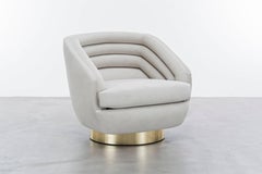 RAOUL SWIVEL CHAIR  - Modern Ultra Suede Swivel Chair with Brass Base